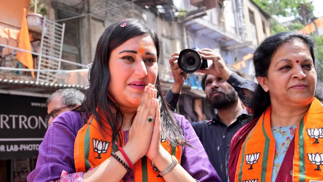 BJP Delhi Secretary and candidate from New Delhi constituency Bansuri Swaraj during a roadshow for the ongoing Lok Sabha elections, in New Delhi (PTI)