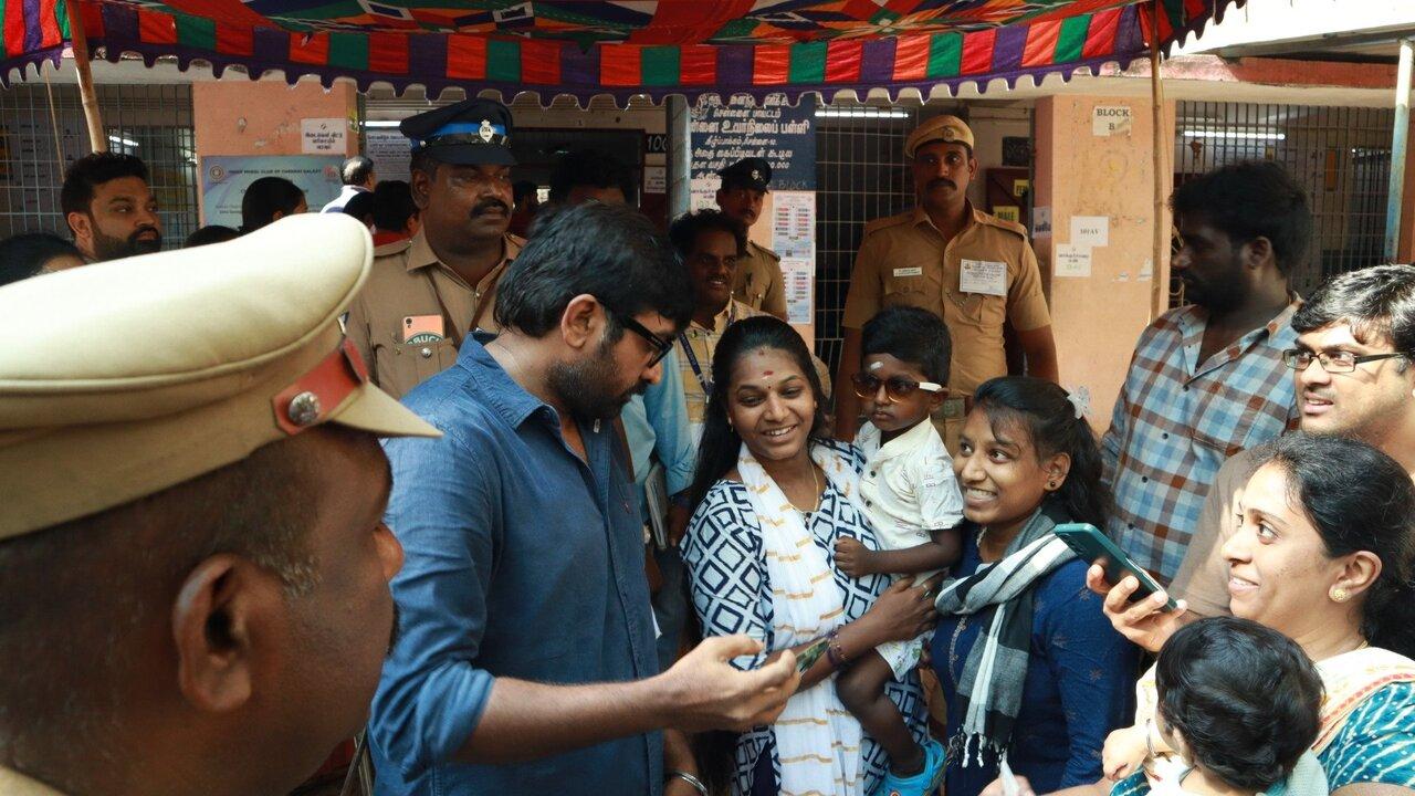 Vijay obliges for selfies with fans after he cast his vote