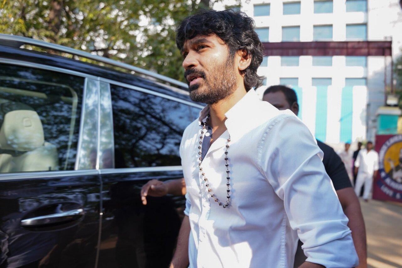 Dhanush was seen arriving in a white shirt for voting