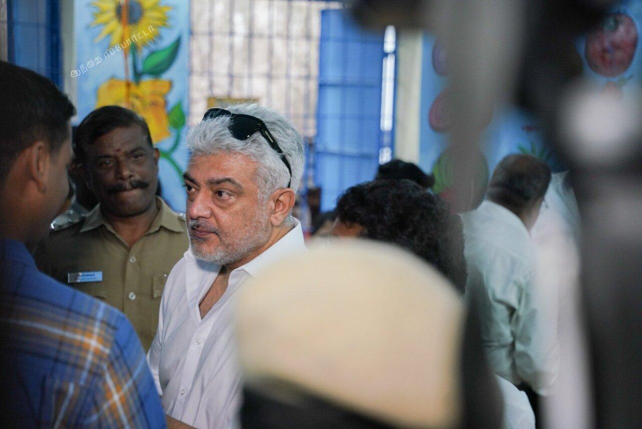 Actor Ajith Kumar was among the first to vote at the Thiruvanmiyu polling booth in Chennai
