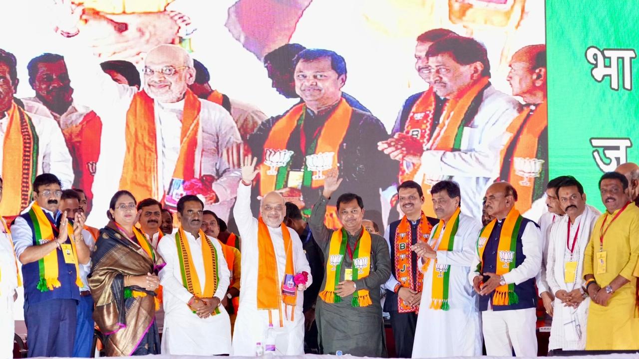Former Congress leader Ashok Chavan who was Nanded MP from 2014 to 2019, and who joined the BJP earlier this year, was also present on stage