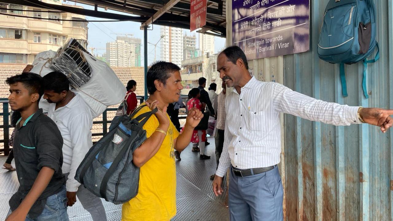 Narendra Patil at Dadar railway station.