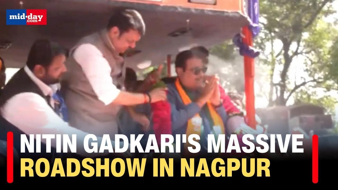 Lok Sabha Elections 2024: Nitin Gadkari holds a mega roadshow in Nagpur