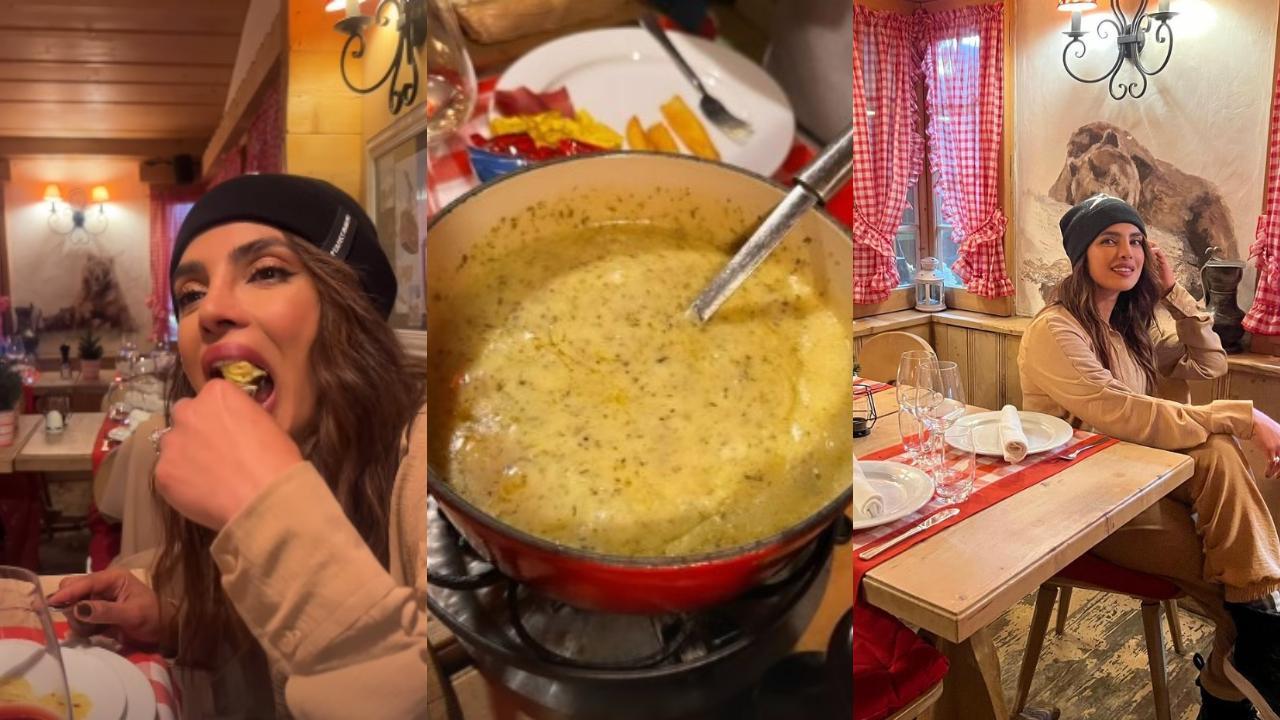 Priyanka Chopra gorges on cheesy raclette for a dinner outing with friends on Swiss holiday