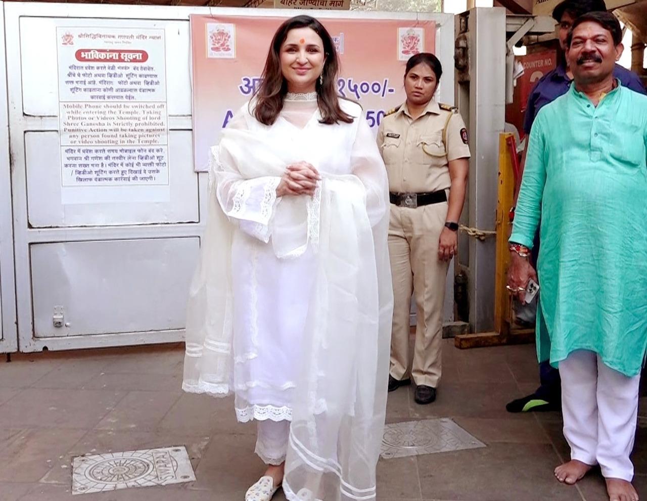 She came to thank the deity for the success of her recently released movie ‘Amar Singh Chamkila'.