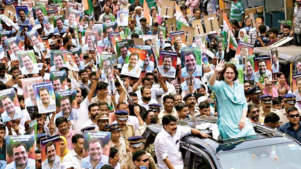 Thousands gathered to participate in Priyanka Gandhi Vadra’s road show