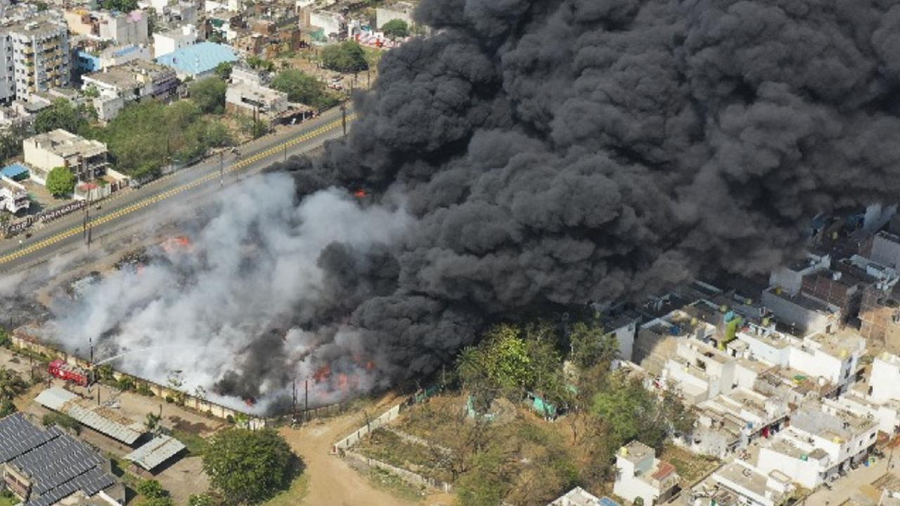 IN PHOTOS: Massive fire breaks out at power company in Raipur