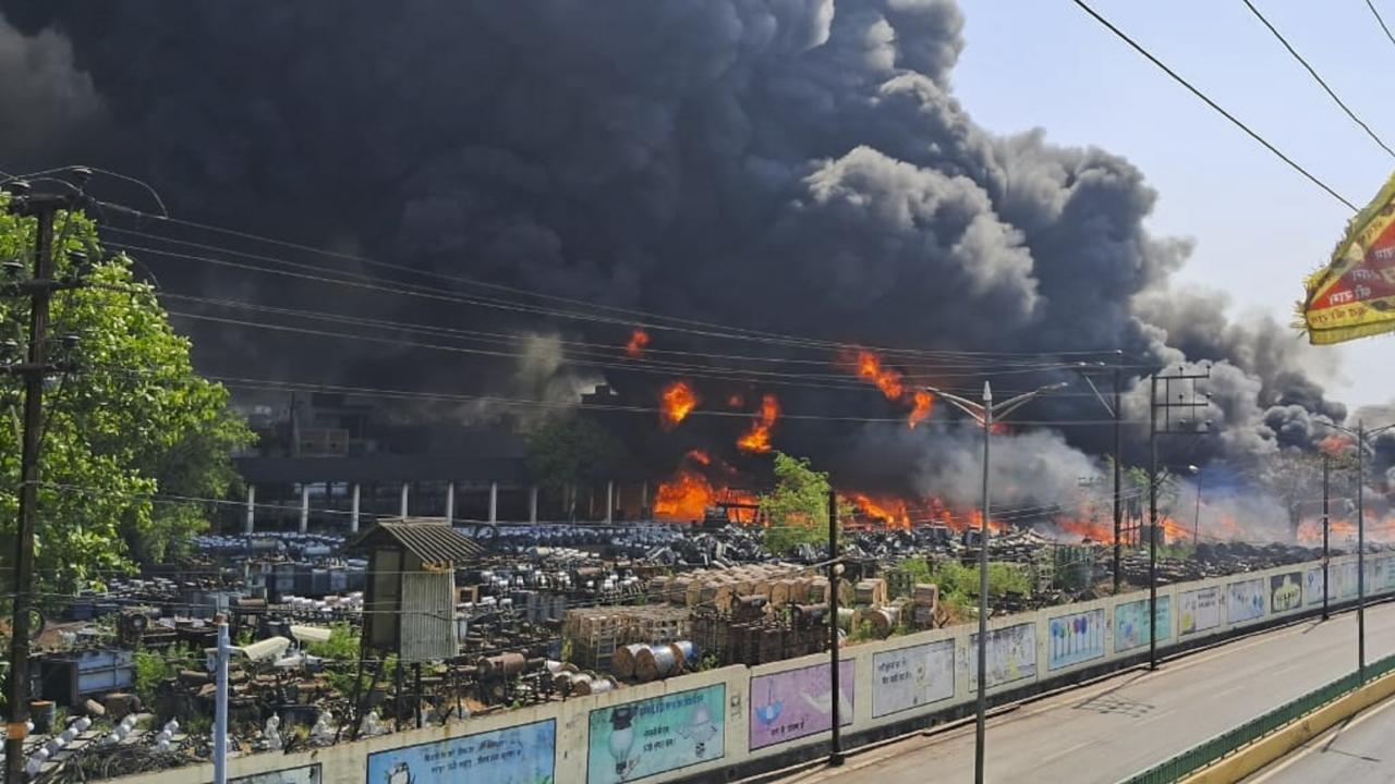 Electrical equipment, mostly transformers, stored at the facility caught fire in the afternoon, a police official said