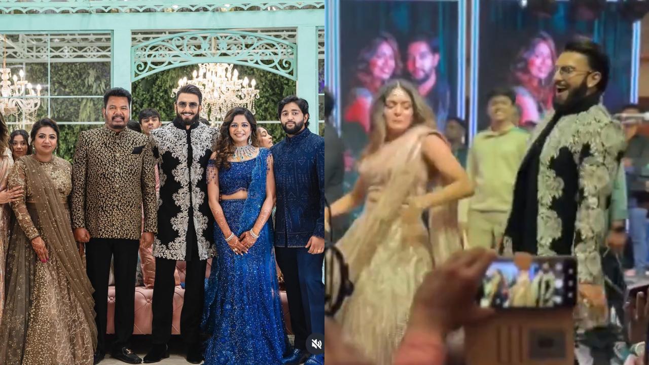 Ranveer Singh grooves to 'Appadi Podu', 'Lungi Dance' at filmmaker Shankar's daughter's wedding