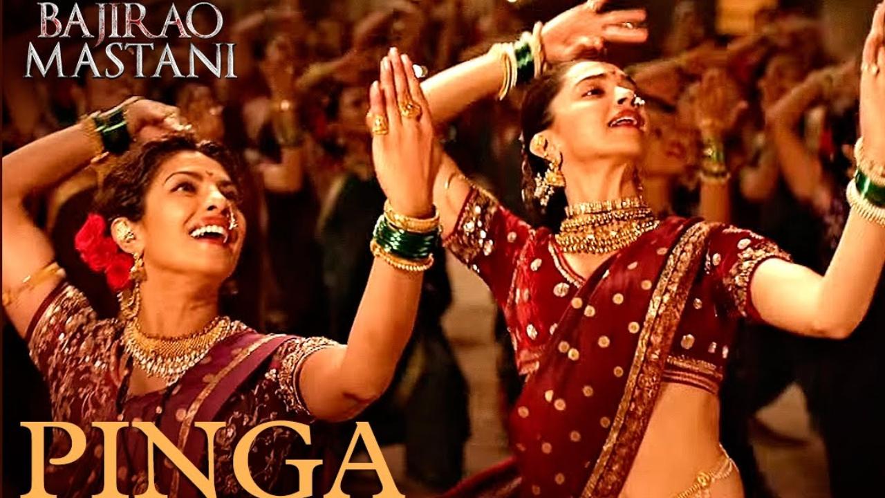 'Pinga' from 'Bajirao Mastani' is a vibrant celebration of Maharashtrian culture. The choreography showcases the playful rivalry between Deepika Padukone and Priyanka Chopra, with energetic folk-inspired dance sequences.