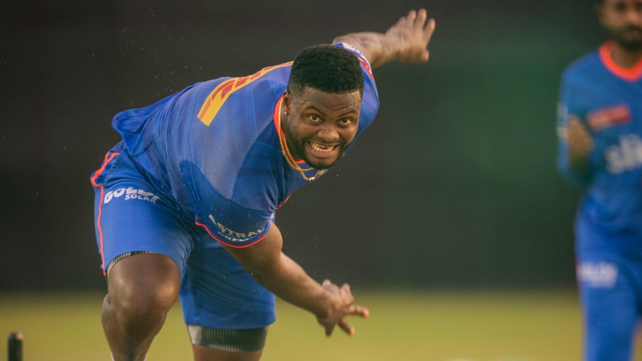 All-rounder Romario Shepherd hit the nets with some of his quicks. Shepherd is also handy with the bat and has showcased his skills in the IPL 2024 match against Delhi Capitals