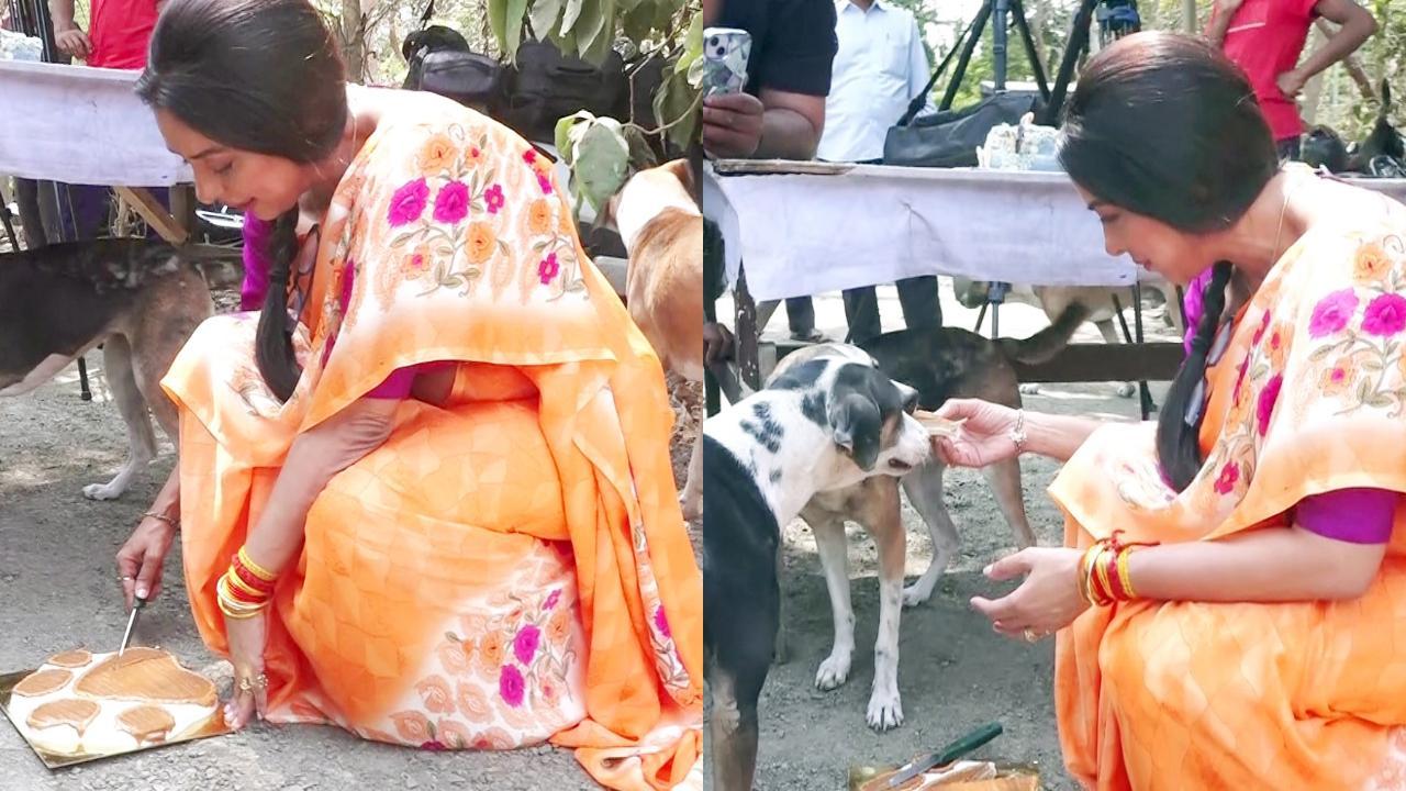 'Anupamaa' star Rupali Ganguly feeds cake to street dogs ahead of birthday