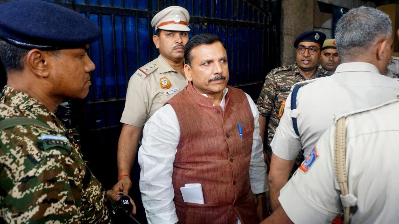 AAP leader Sanjay Singh walks out of Tihar jail