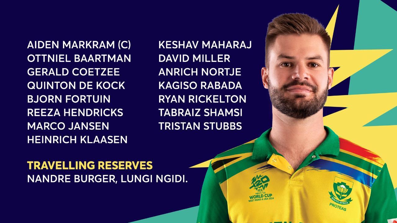 T20 World Cup 2024: South Africa announce their 15-man squad