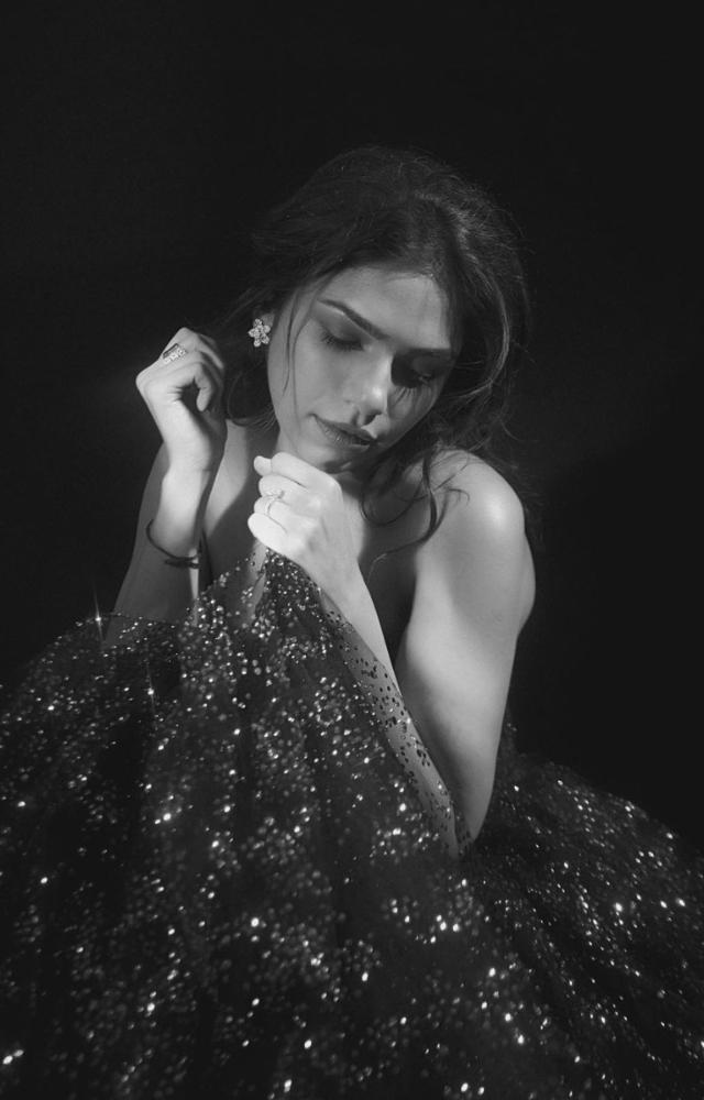 Sharmin Segal looks absolutely breathtaking in her black ball gown dress