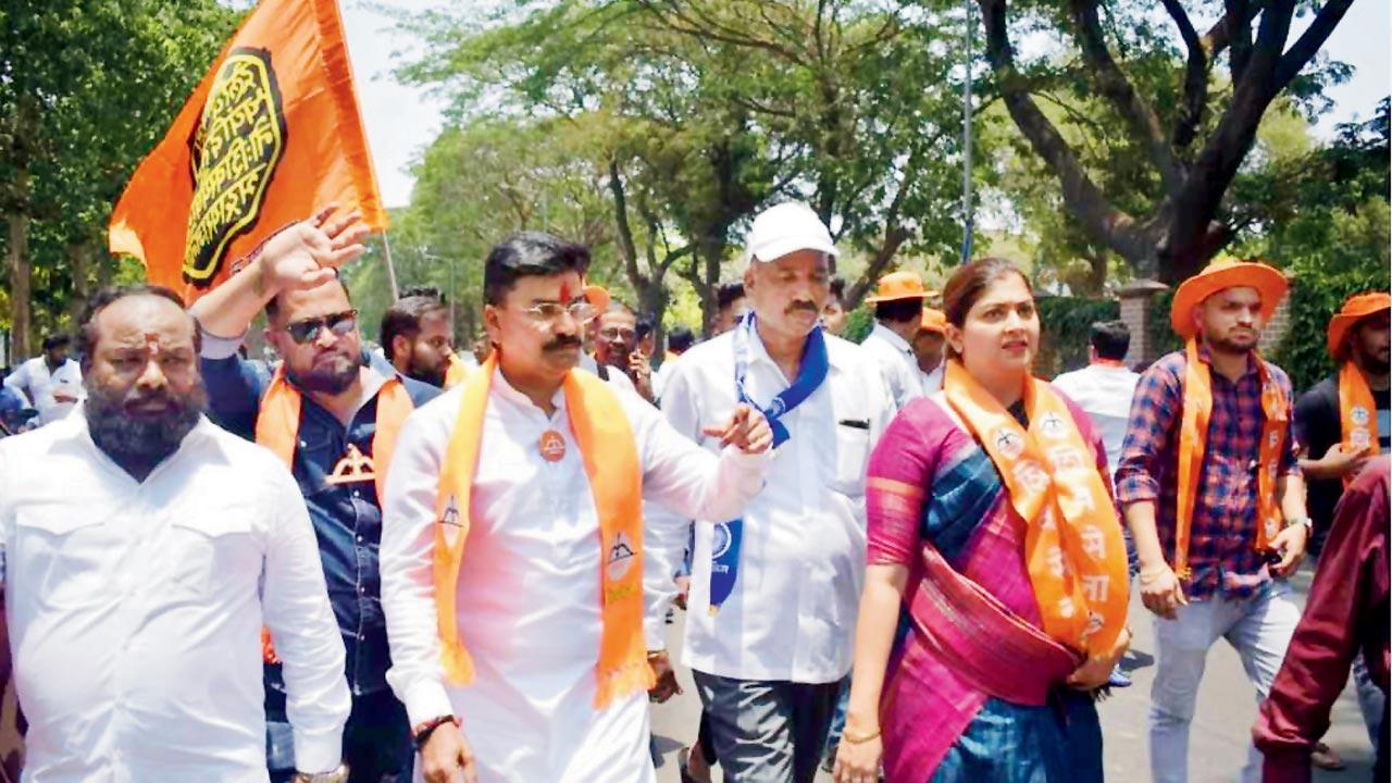 Rahul Shewale campaigning