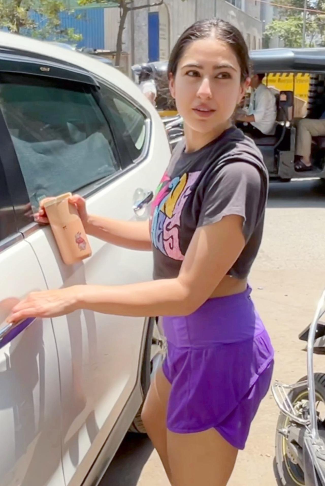 Sara Ali Khan clicked by the paparazzi outside her gym
