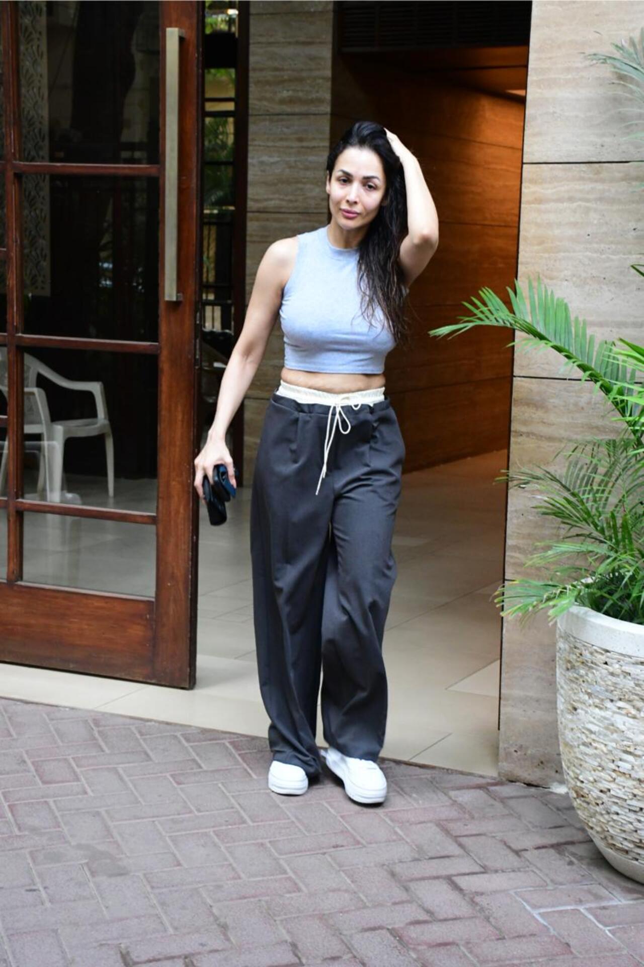 Malaika Arora was spotted outside her apartment on Tuesday
