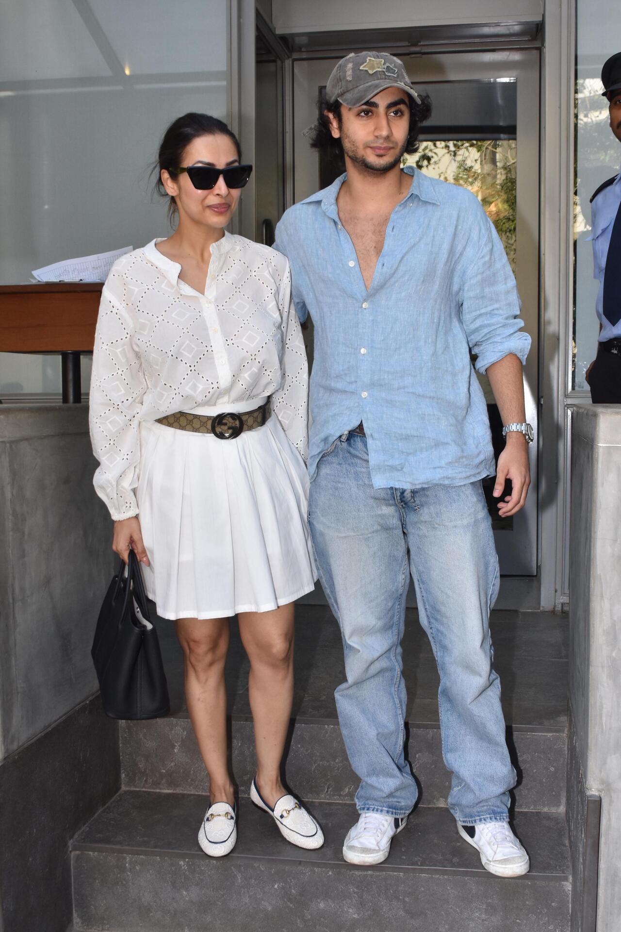Malaika Arora spotted with her son Arhaan Khan in Bandra