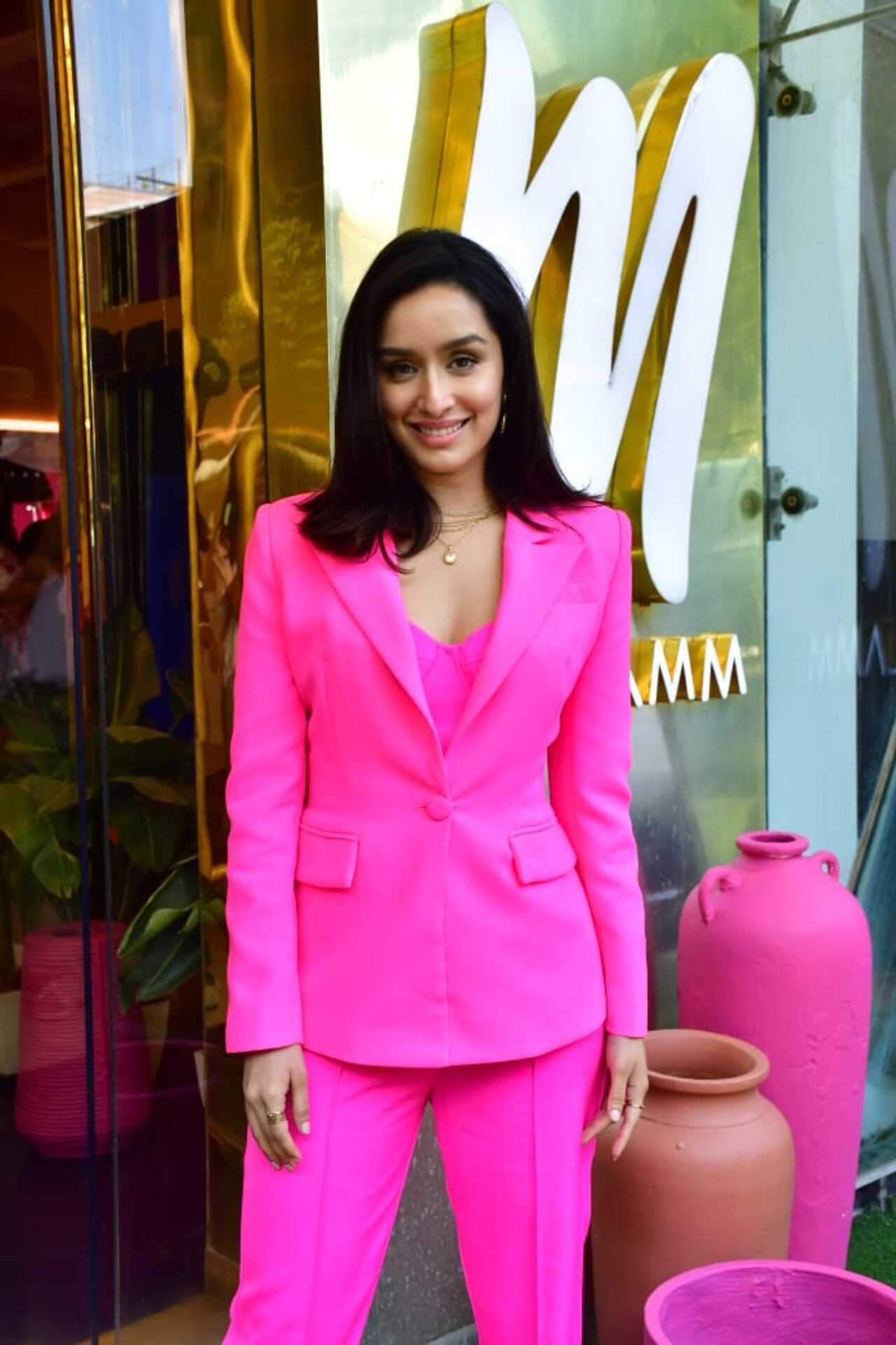 Shraddha Kapoor was also glammed up in a pink pantsuit for an event in the city
