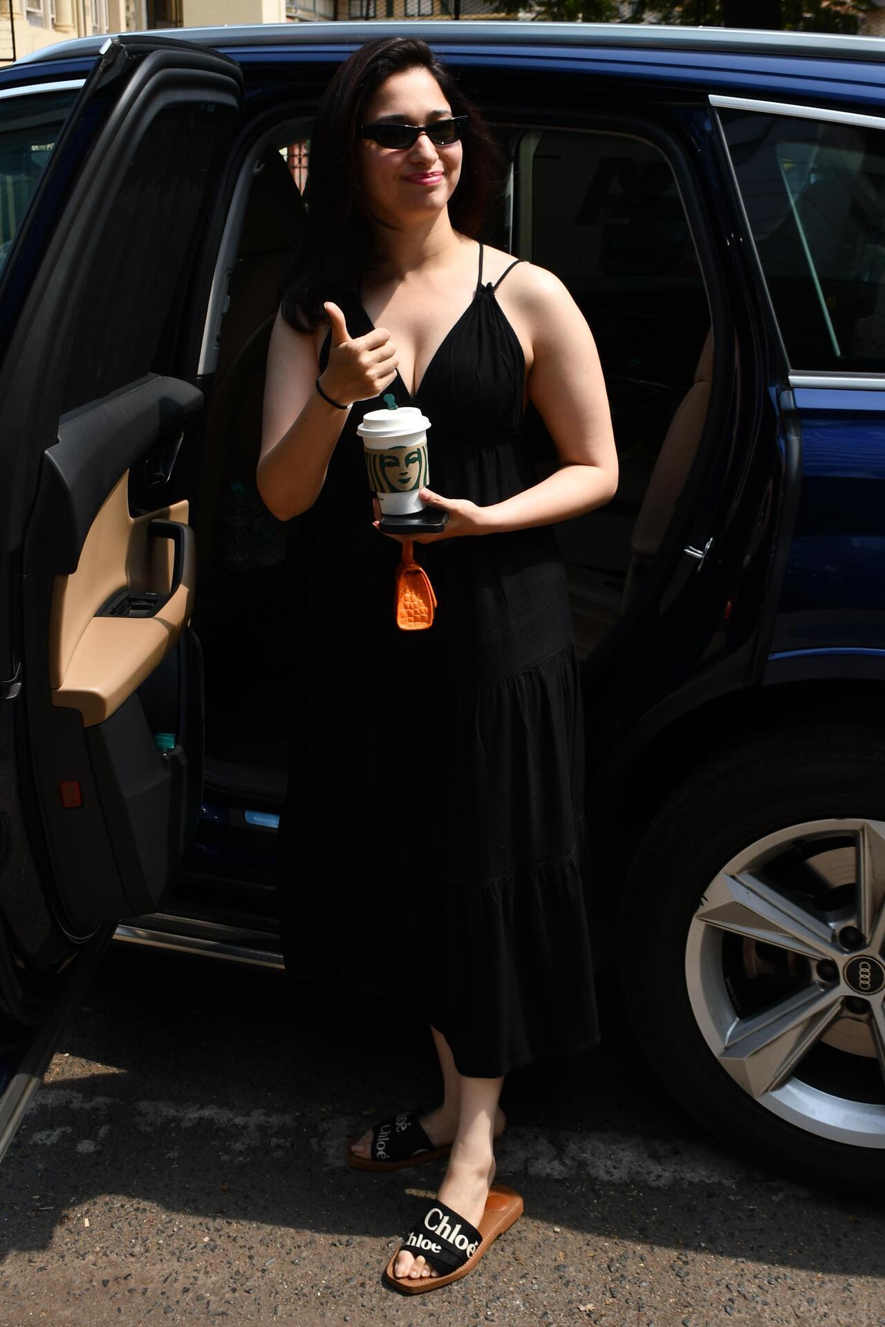 Tamannaah Bhatia was spotted in an all-black outfit in the city