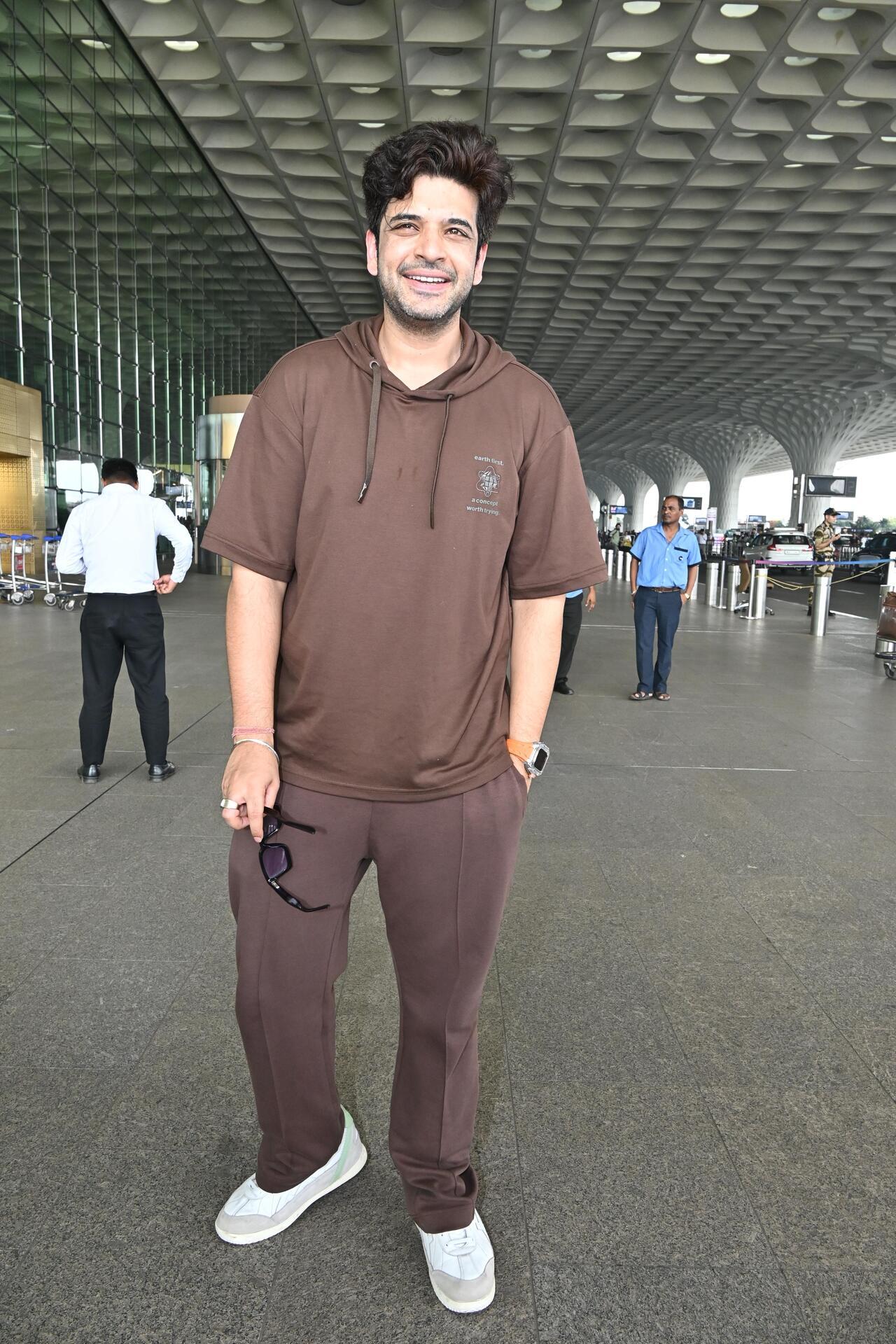 Karan Kundrra was seen in a brown athleisure co-ord for his flight