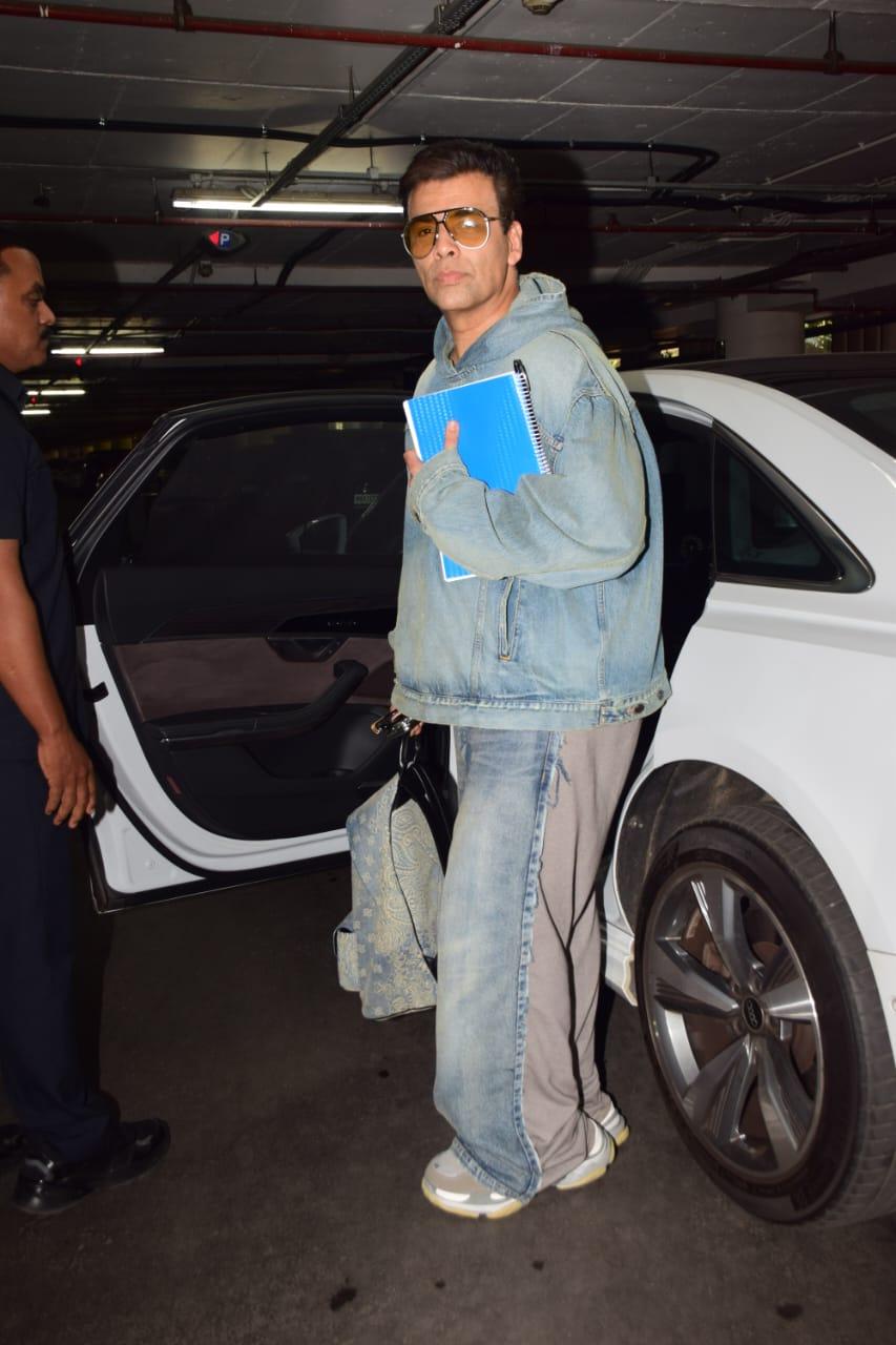 Karan Johar was spotted at the Mumbai today. The director went for an all-denim look 