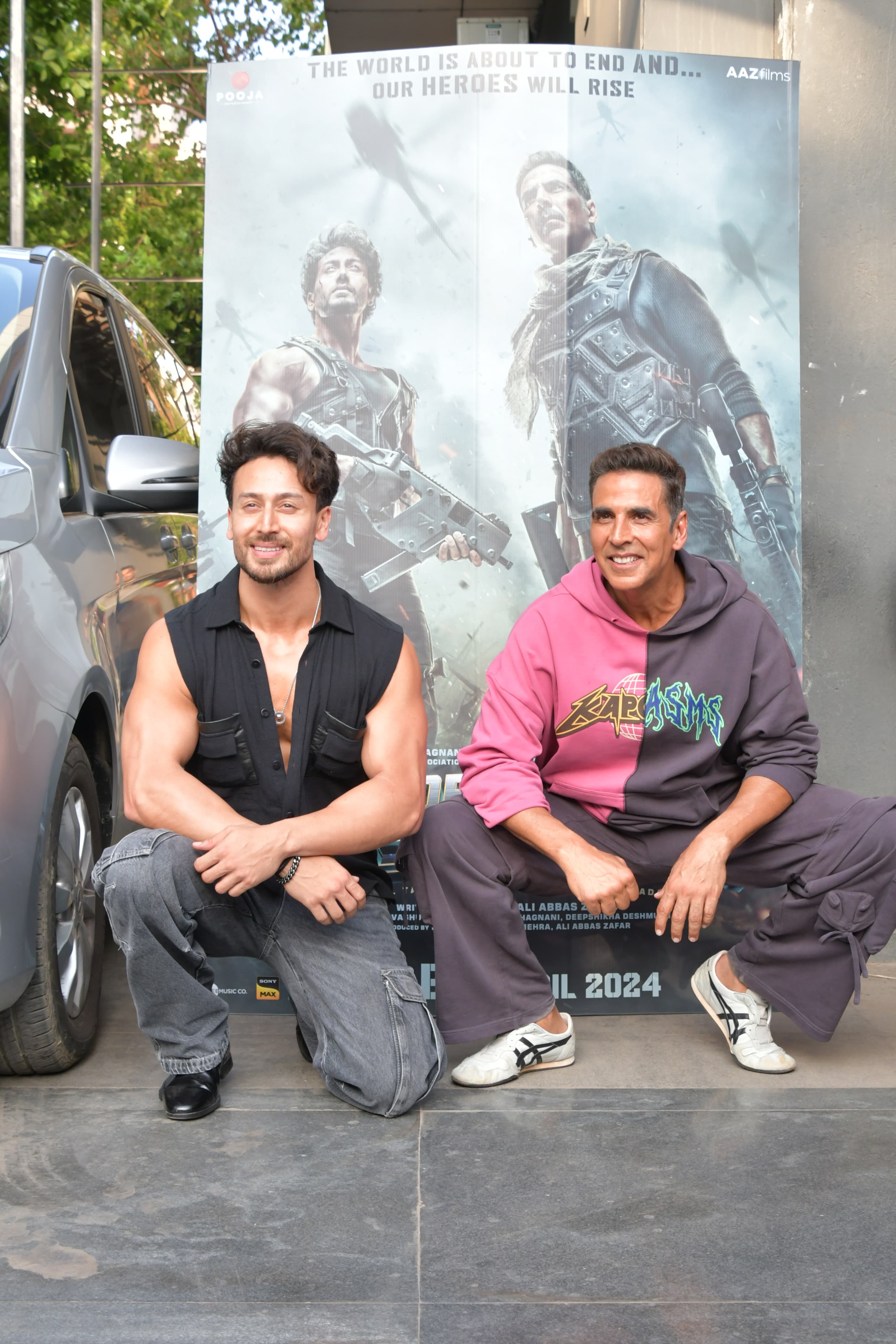 Tiger Shroff and Akshay Kumar were spotted in the city promoting their upcoming movie 'Bade Miyan Chote Miyan'