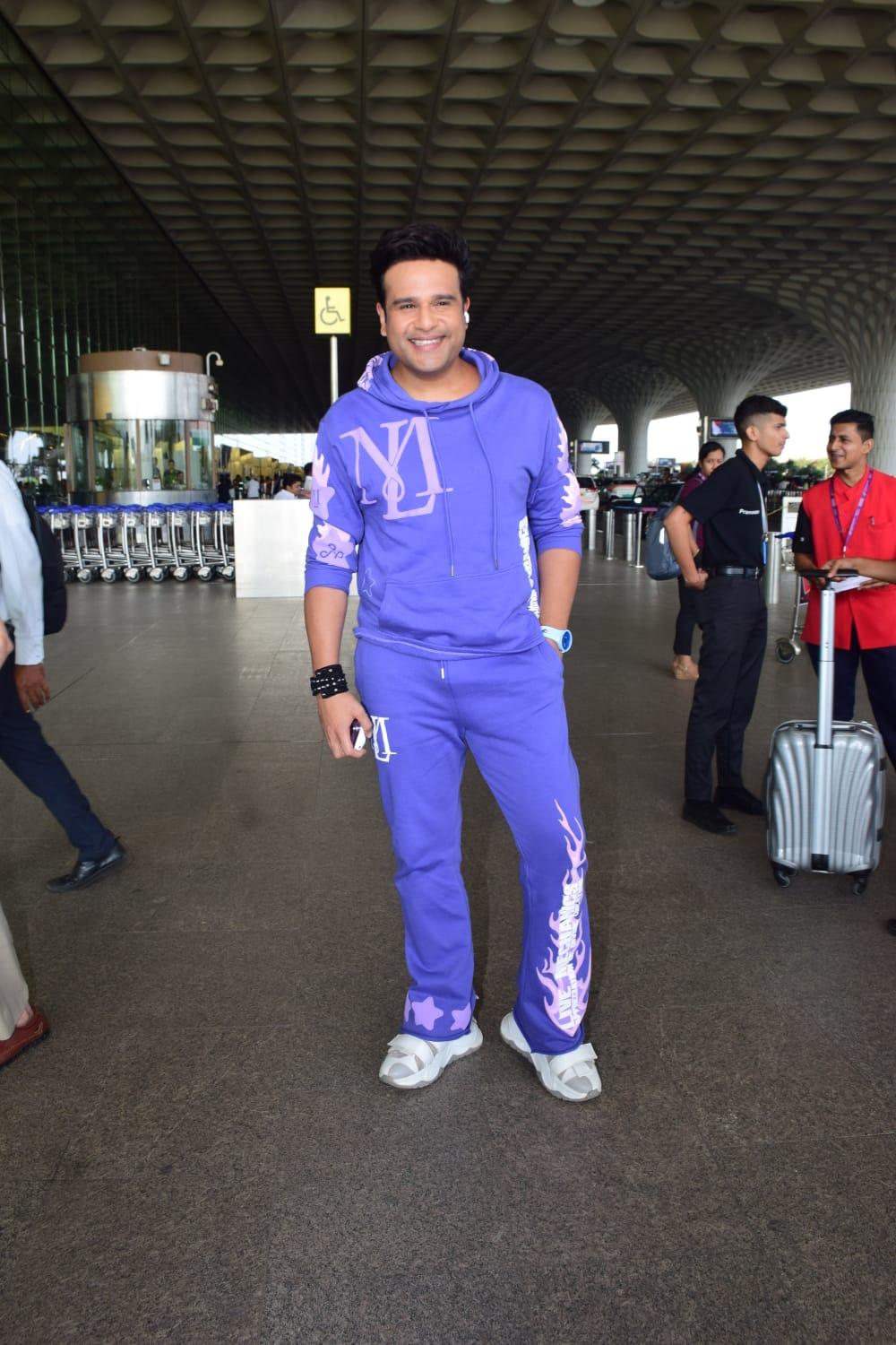 Krushna Abhishek struck a few poses for the paparazzi at the Mumbai airport today
