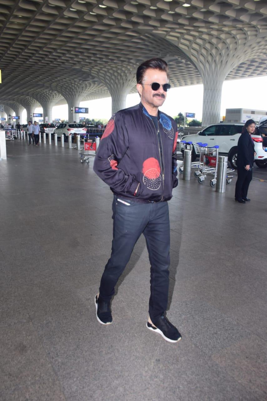 Anil Kapoor looked in high spirits at the Mumbai airport today