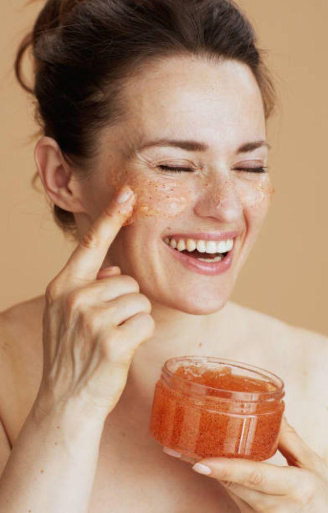 Incorporate gentle exfoliation (one or two times a week) to remove dead skin cells and reveal a brighter complexion. Opt for a gentle physical scrub
