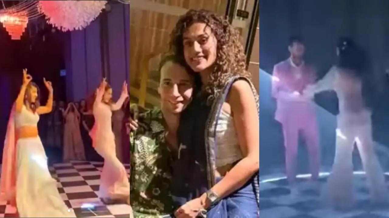 Taapsee Pannu and Mathias Boe danced to Burno Mars's song 'Just The Way You Are' at their sangeet. The bride also performed with her sister. Read More