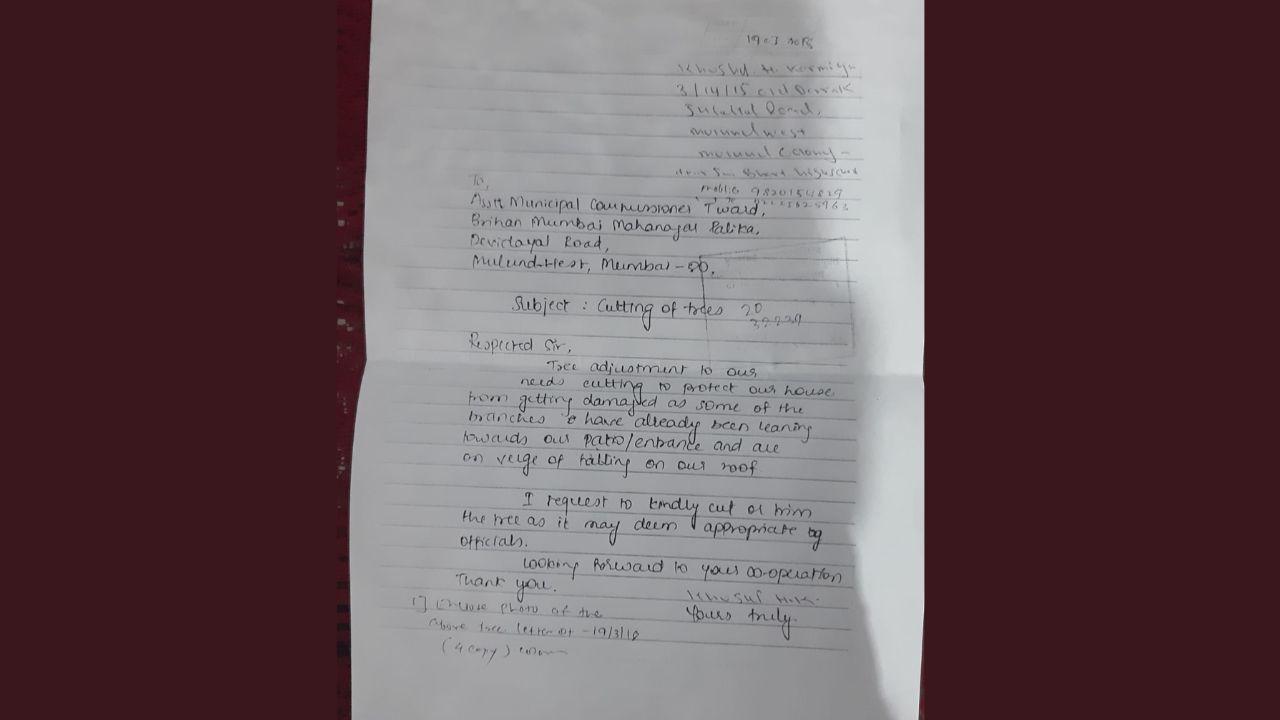 The letter written to BMC in 2018/ Rajesh Gupta