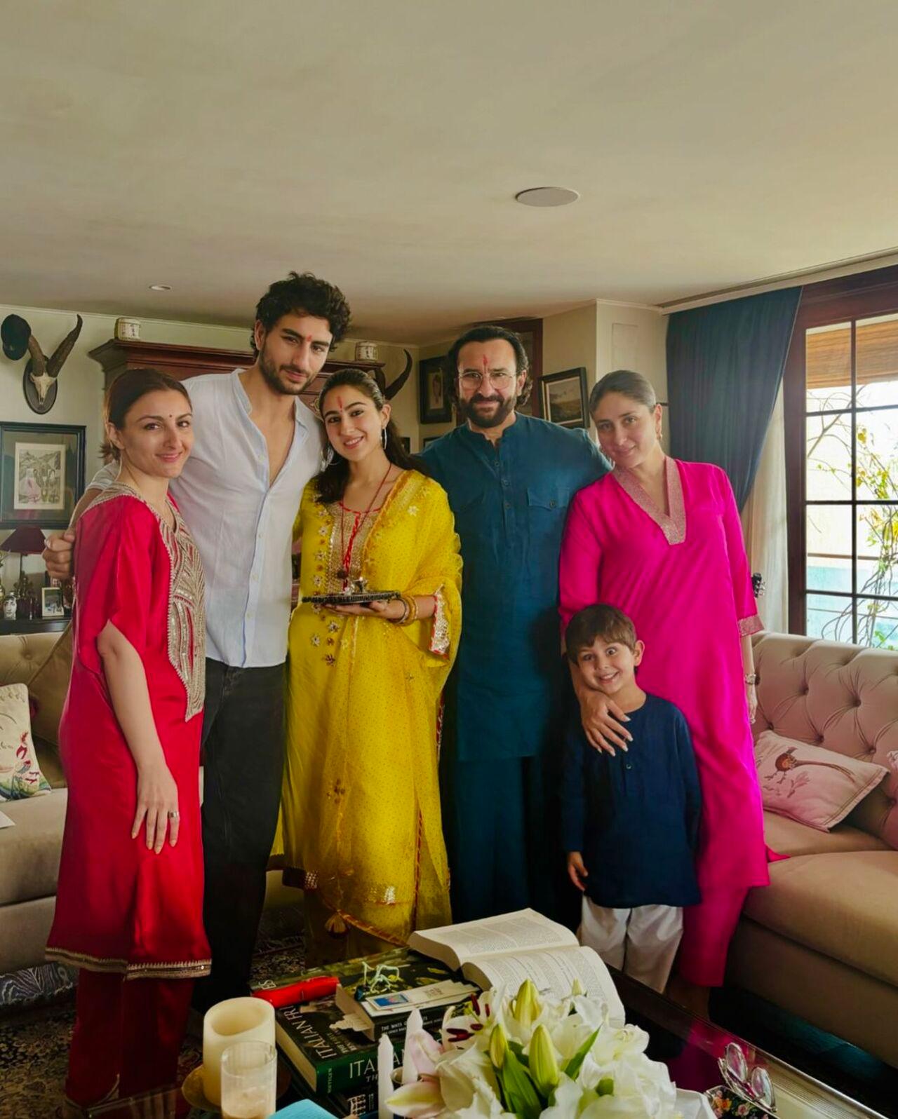 Sara Ali Khan and Ibrahim Ali Khan visited Saif and Kareena's home on Monday morning to celebrate Raksha Bandhan