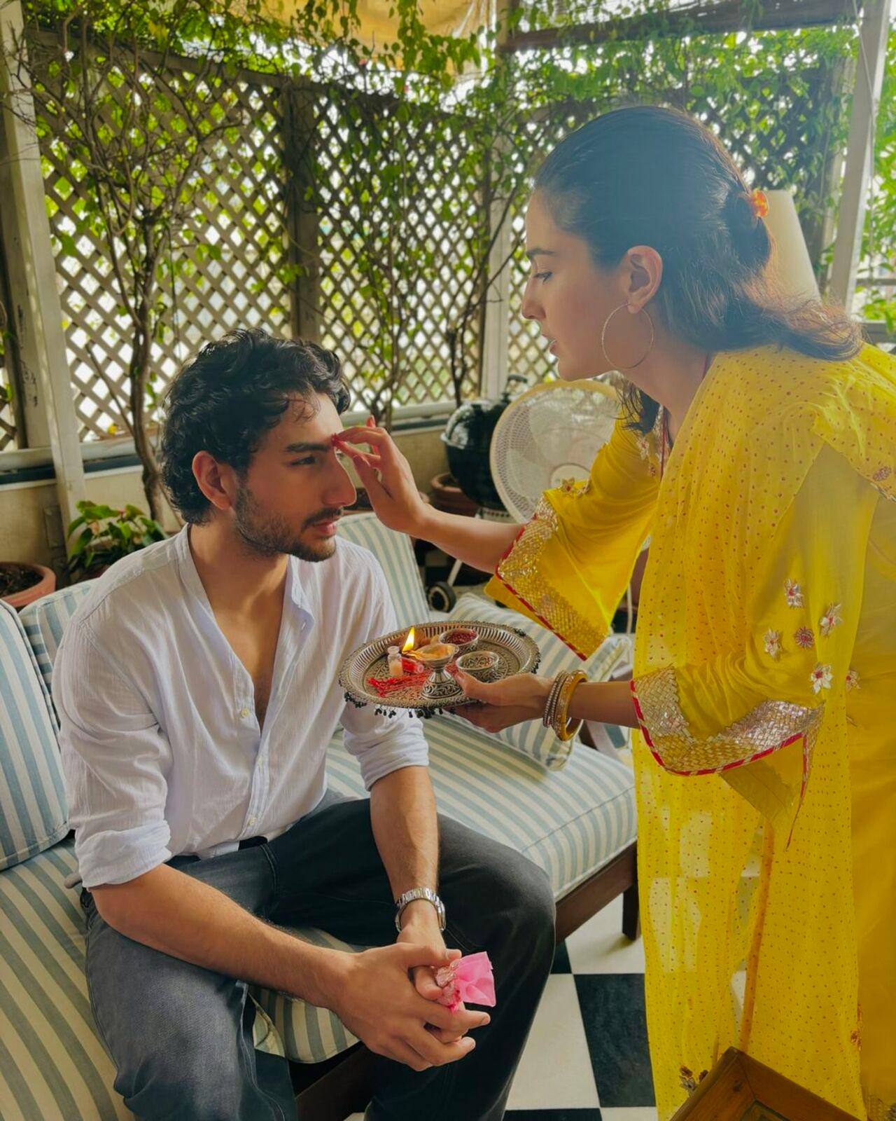 Sara shared a bunch of adorable photos from their celebration. The Pataudi family celebrates the festival every year