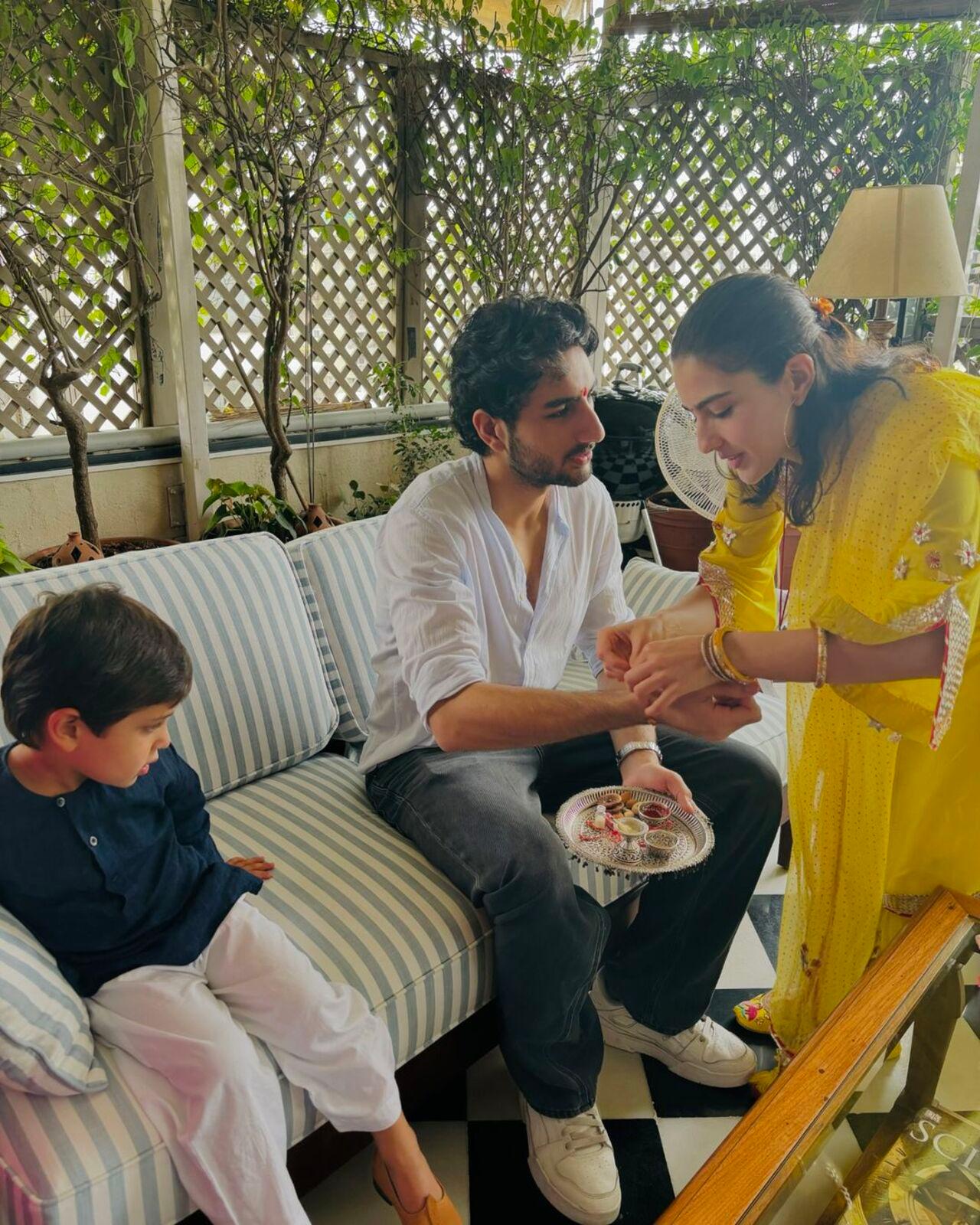 Sara ties rakhi to younger brother Ibrahim as Jeh gives a curious look
