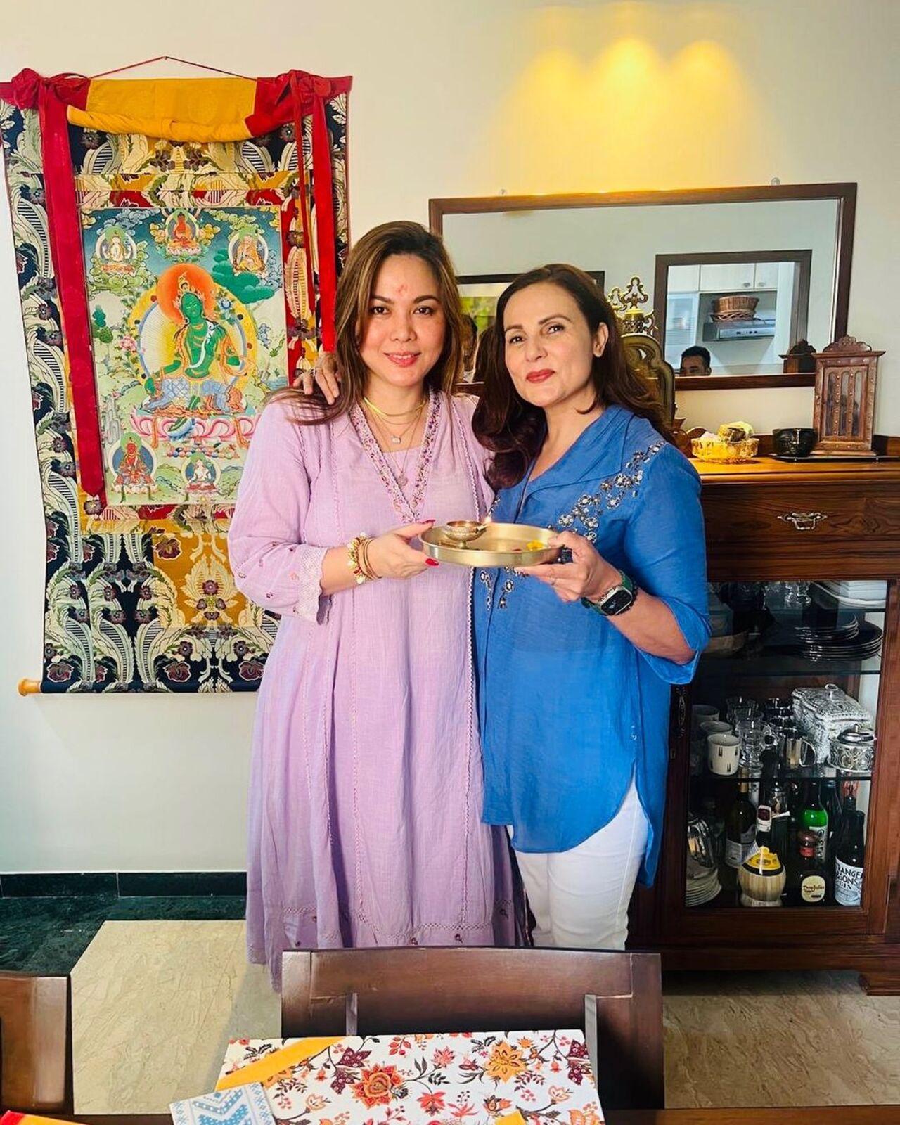Randeep also shared a picture of his sister posing with his wife Lin Laishram
