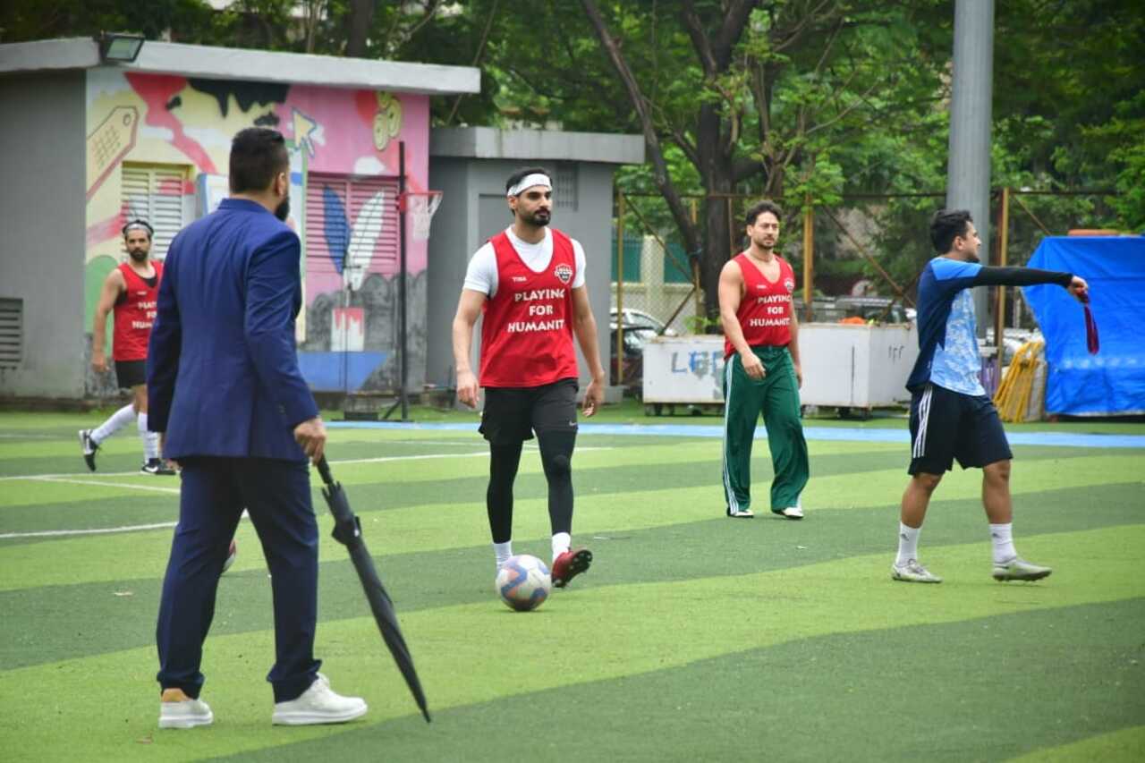 Ahan Shetty and Tiger Shroff spotted playing football in the city