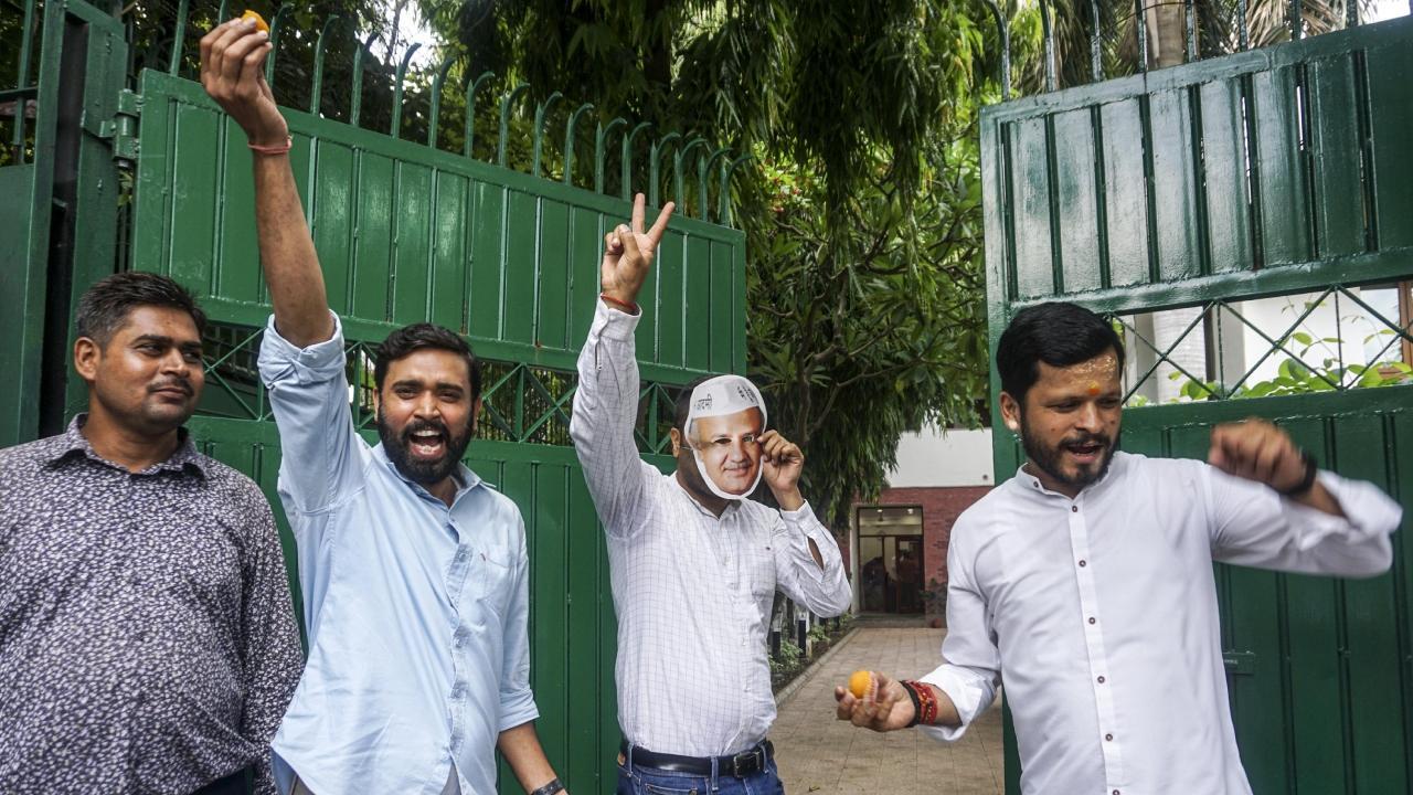 IN PHOTOS: AAP leaders, supporters celebrate after Manish Sisodia gets bail