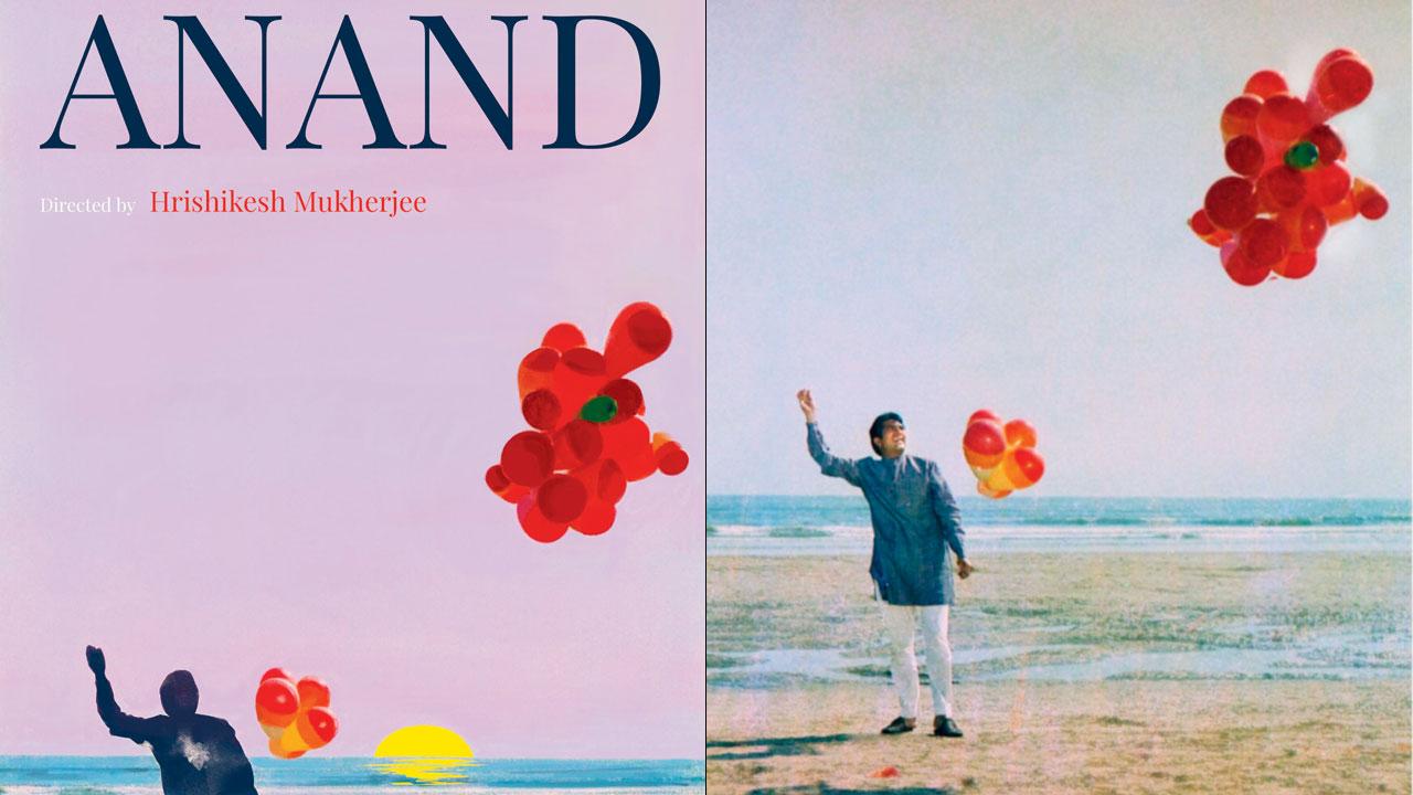 The poster featuring Rajesh Khanna takes inspiration from (right) a moment in the 1971 film