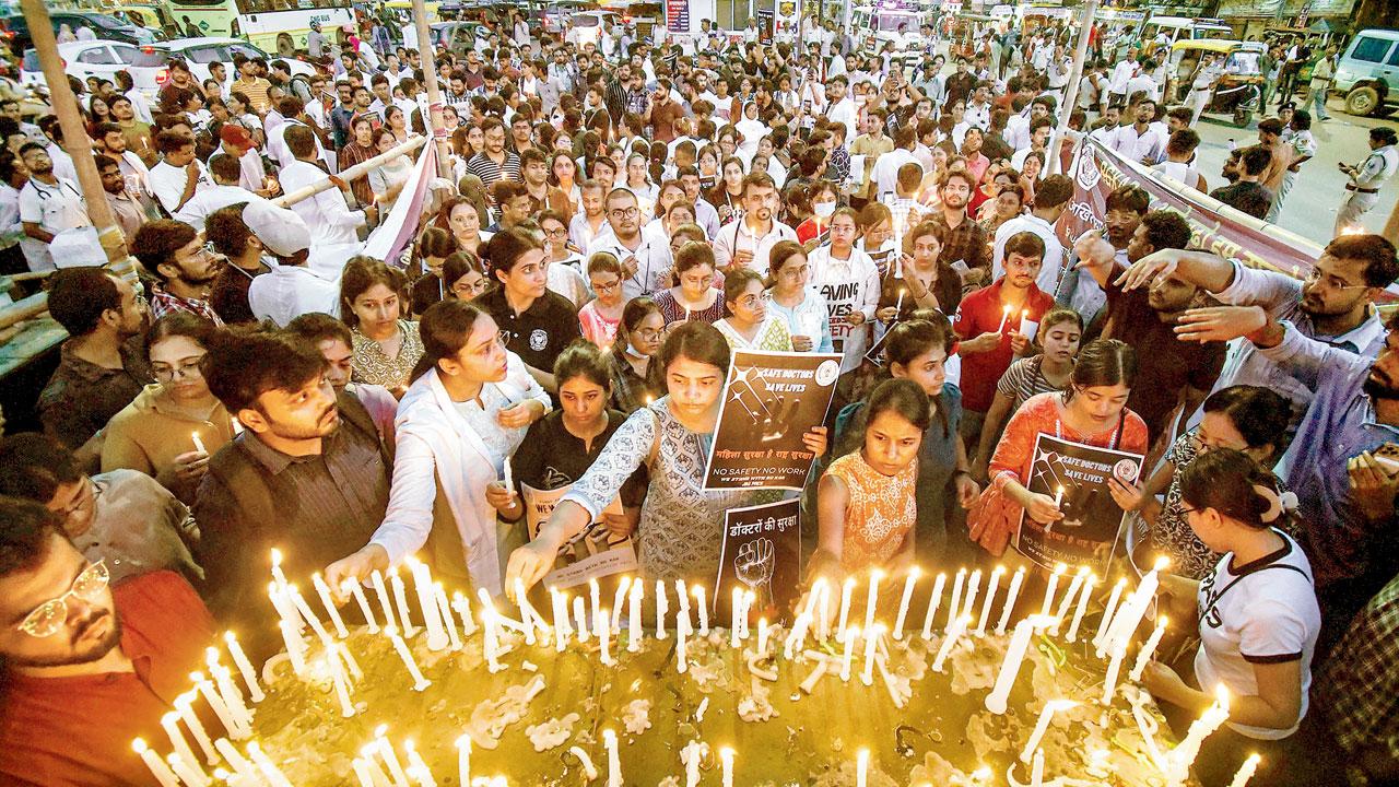 Doctors stage a candlelight vigil in Patna