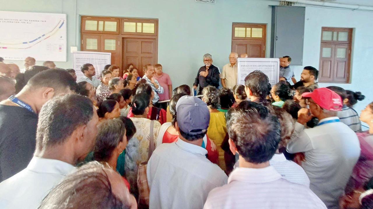Fr Sunder M Albuquerque addresses stallholders at the Basilica of Our Lady of the Mount on Wednesday