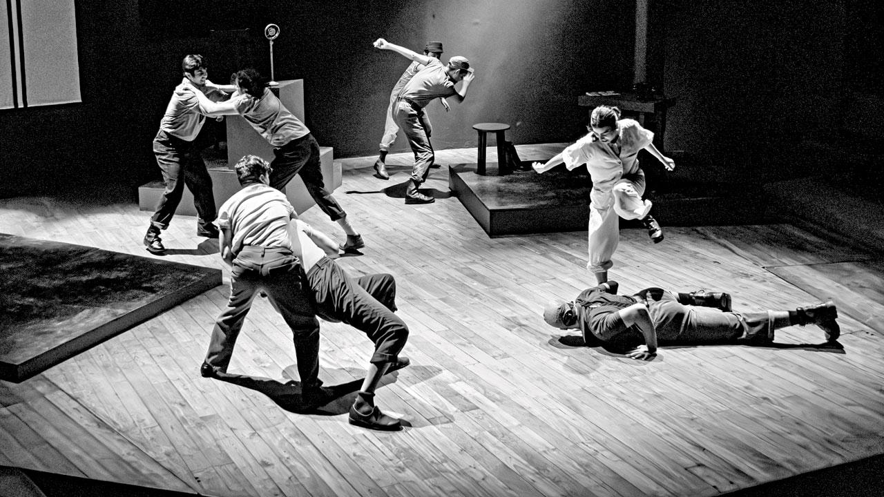 Moments from a rehearsal of the play, Barricade at the Juhu venue. PICS COURTESY/RAJ LALWANI
