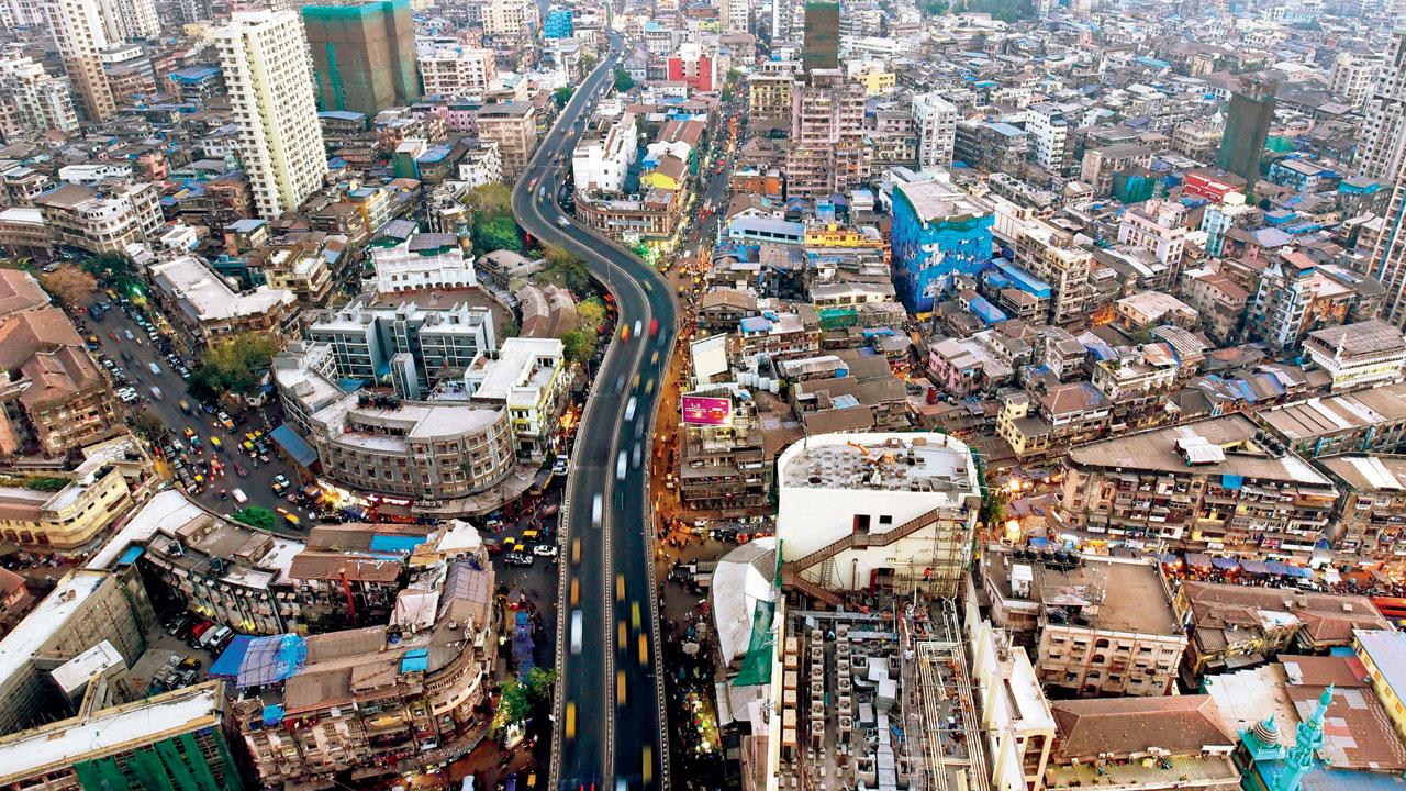 A bird’s eye view from recent times of the areas constituting Bhendi Bazaar. FILE PIC