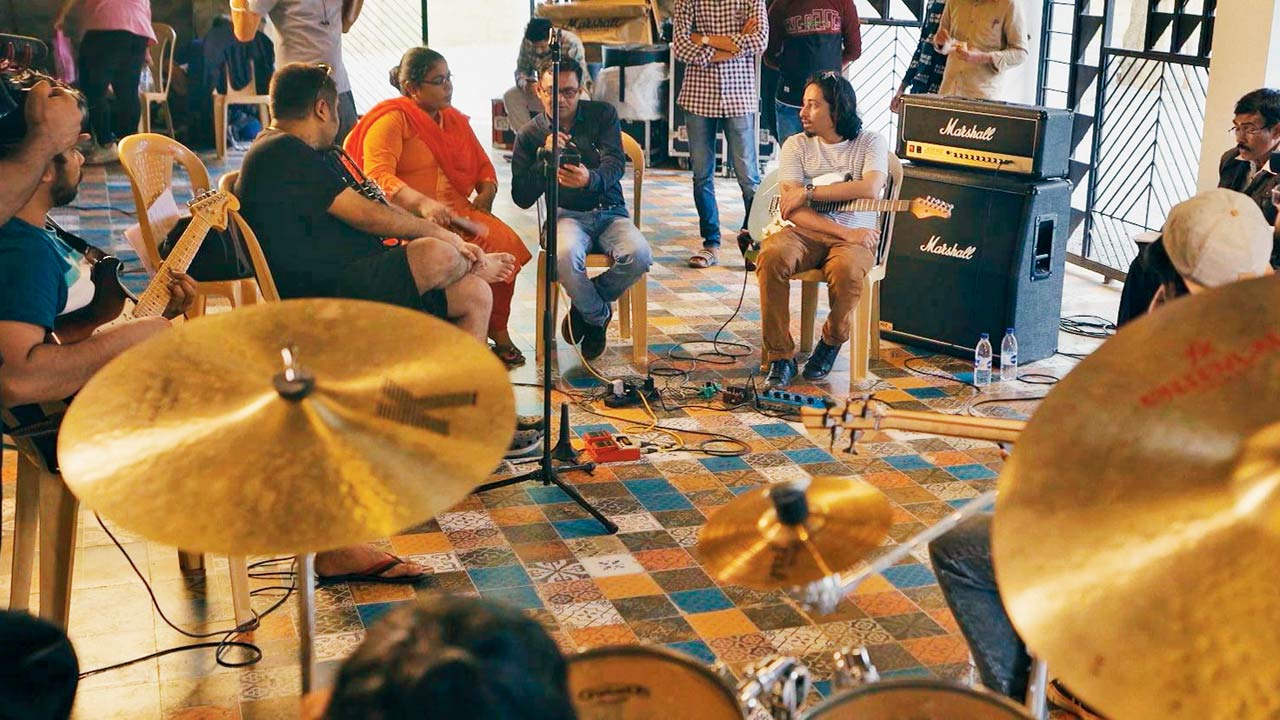A moment from the rehearsals at Bastar