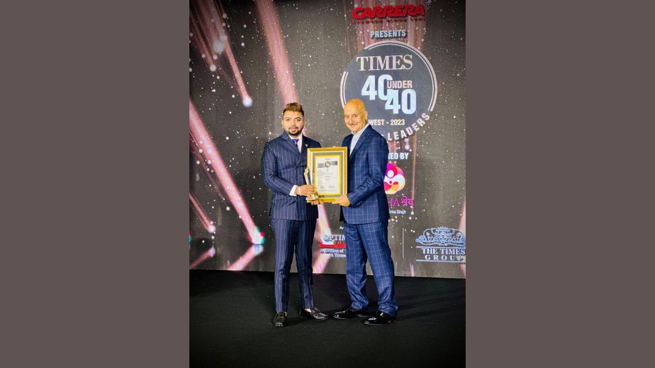 Randhir P. Mhatre Honored with Times 40 Under 40 West Award from Actor Anupam Kher