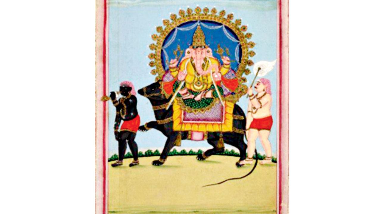 The Tanjore style painting, called Ganesha in Procession, was produced for English consumption but painted by an Indian craftsman. It was created in the late 18th-early 19th century. Pic/The British Museum