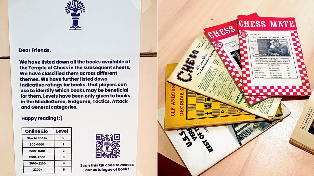 The QR code needs to be scanned to access the collection on phone; (right) The venue boasts of an array of rare magazines from the collection