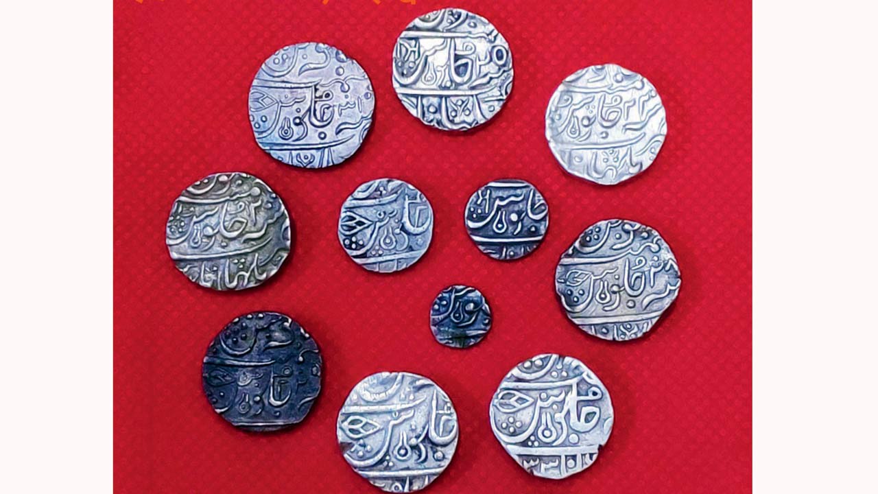 An assortment of coins dating back to Ahilyabai Holkar’s reign
