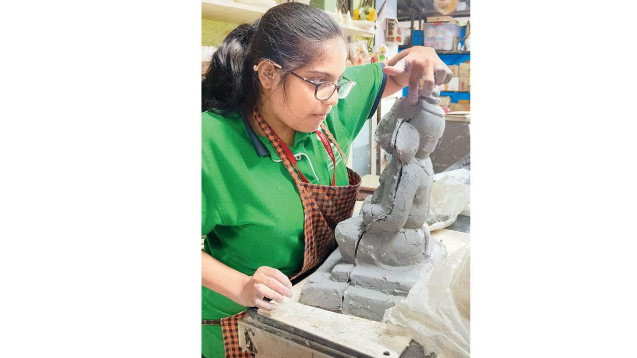 A student works on an idol at the  organisation’s Mahalaxmi venue